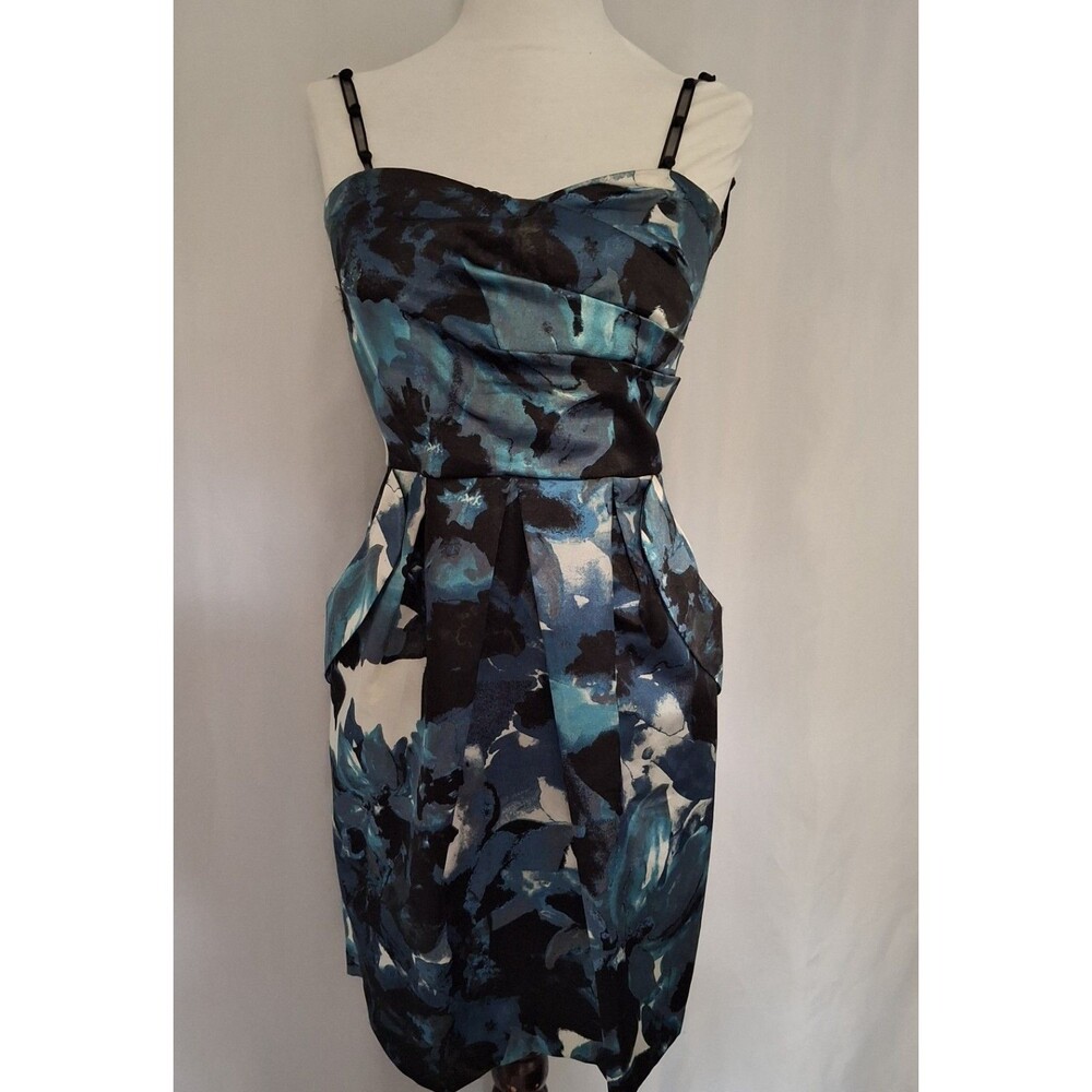 Vtg 90s Y2K A. Byer water Color Club Dance Strapless Mini Dress Sz 9